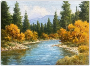 David Dave Chapple Signed Late October Oil Linen Landscape Painting