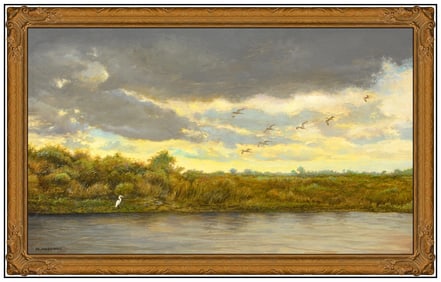 Michael D Hodowal Signed Original Oil Landscape Painting Canvas