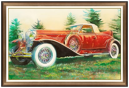 John Mccormick Signed Original Oil Duesenberg Car Painting Canvas