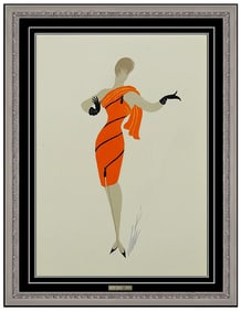 Erte Signed Original Gouache Folies Female Costume Design Painting