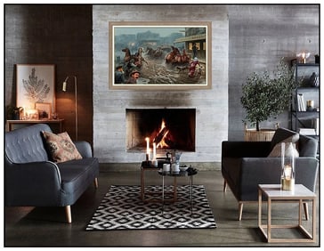 Chuck Dehaan Signed Original Large Oil Western Horse Board