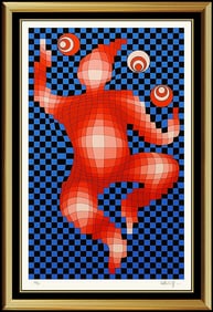 Victor Vasarely Signed Juggler Color Screenprint Op Art Illusion