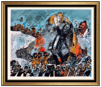 Theo Tobiasse Original Color Lithograph Le Don Thora Hand Signed Large Artwork