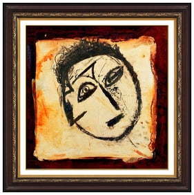 Jamali Pigmentation Painting On Cork Original Abstract Portrait Signed Artwork