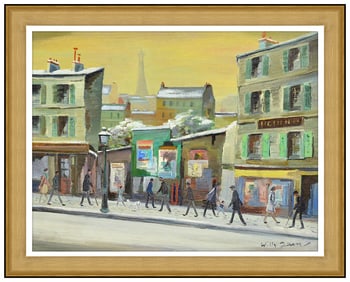 Willy Rochat James Original Painting On Canvas Signed Framed Cityscape Artwork