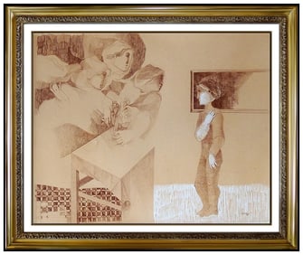 Sunol Alvar Original Pastel Drawing Signed Female Portrait Framed Art Painting