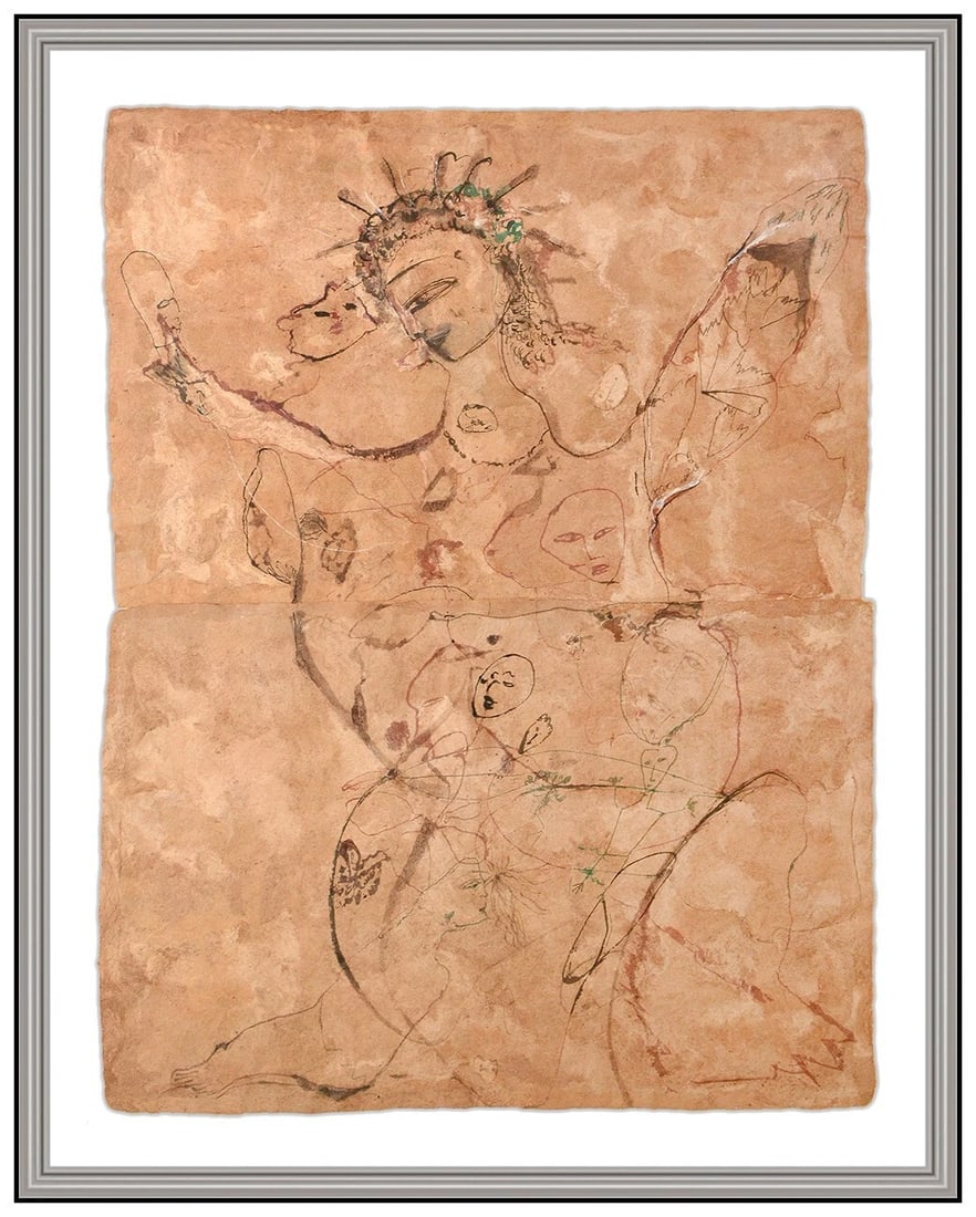 Jamali Original Large Pigment on Cork Figurative Painting Hand Signed: This lot includes:Gallery COA & in-house shipping (*insurance and international shipping for an additional charge)Artist: Jamali Title: EmotionsMedium: Pigmentation painting on CorkSize: 31” x 2