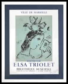 Marc Chagall Original Color Lithograph Hommage à Elsa Triolet Hand Signed