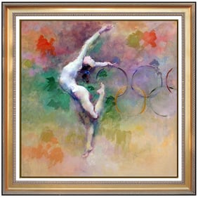 Hua Chen Hand Embellished Giclee on Canvas Olympic Dreams Signed Large