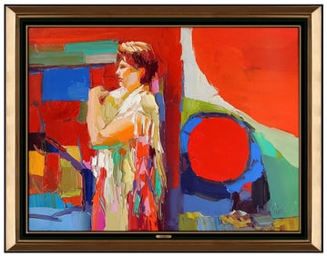 Nicola Simbari Original Large Oil Painting on Canvas Signed Italian Cityscape