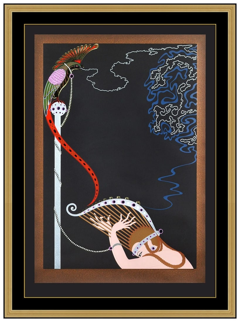 Erte Original Large Embossed Color Serigraph Enchanted Melody Art Deco Hand Signed: This Lot Includes:Gallery Coa & in-house Shipping (*Insurance And International Shipping For An Additional charge)Artist: ErteTitle: Enchanted MelodyMedium: SerigraphSize: 42 ½” X 30&rdqu