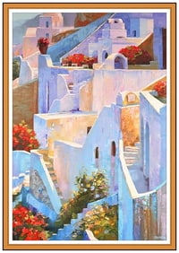 Howard Behrens Original Large Oil Venice Landscape Painting on Canvas Hand Signed
