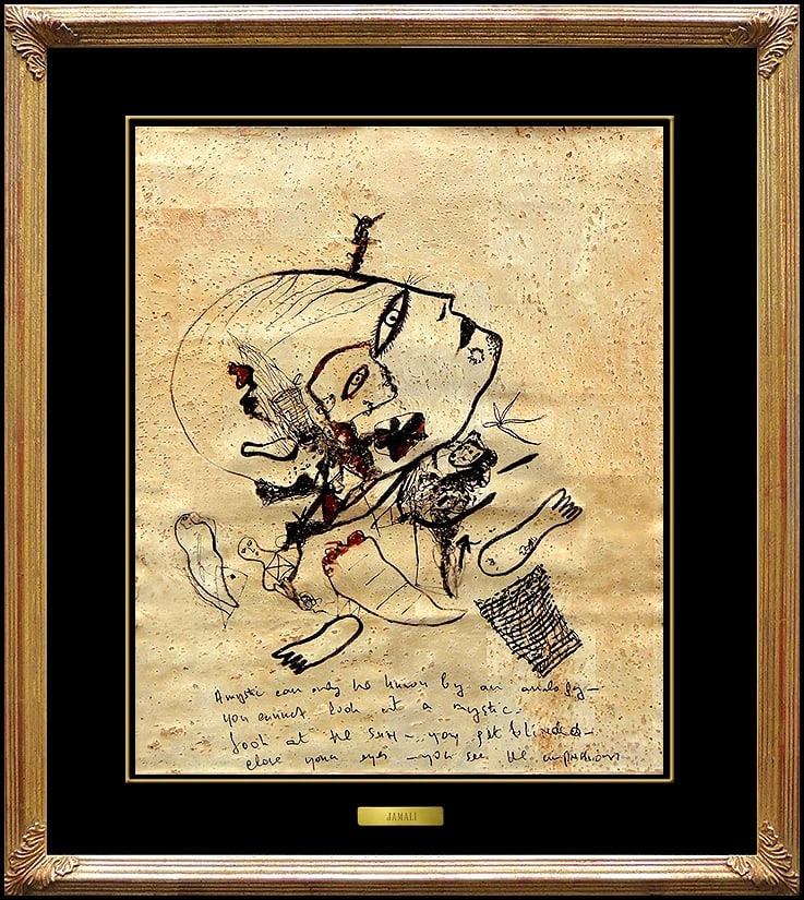 Jamali Original Pigment on Cork Portrait Profile Painting Hand Signed: This lot includes:Gallery COA & in-house shipping (*insurance and international shipping for an additional charge)Artist: JamaliTitle: Multiple Parts of PersonalityMedium: Pigmentation on Cork Paintin