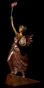 Erte Original Large Bronze Sculpture Statue of Liberty Fearless & Free Hand Signed