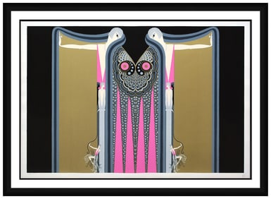 Erte Original Large Embossed Color Serigraph Twin Sisters Art Deco Hand Signed