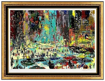 LeRoy Neiman Original Large Color Serigraph Plaza Square New York Cityscape Signed