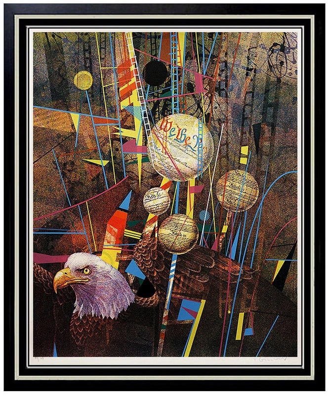 Yankel Ginzburg Original Large Color Silkscreen Pop Art Painting Hand Signed USA (1 of 4)