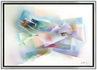 Pan Qiqun Original Large Airbrush Acrylic Modern Abstract Painting Hand Signed