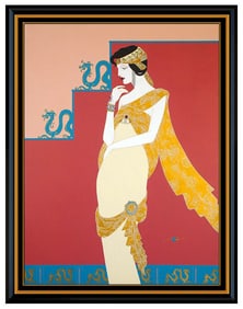 Lillian Shao Original Acrylic Modern Art Deco Female Portrait Painting on Canvas Signed