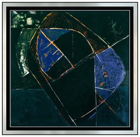 Dora Pulmann Original Oil Abstract Painting on Canvas Hand Signed Modern Framed Artwork