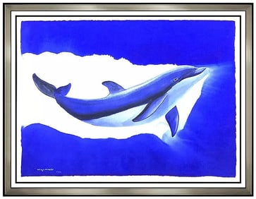 Robert Wyland Original Large Watercolor Dolphin and Sealife Painting Hand Signed Framed