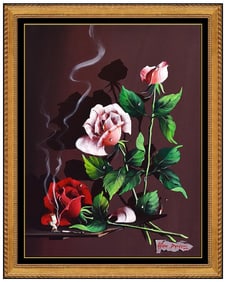 Alfano Dardari Original Oil Surreal Still Life Painting on Canvas Hand Signed Framed