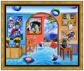 Alexander Astahov Original Oil Interior Painting on Canvas Hand Signed Framed Artwork