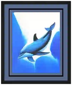 Robert Wyland Original Large Watercolor Dolphin Sea Life Painting Hand Signed Framed Artwork