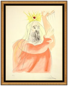 Salvador Dali Original Color Etching King David Hand Signed Religious Portrait Artwork