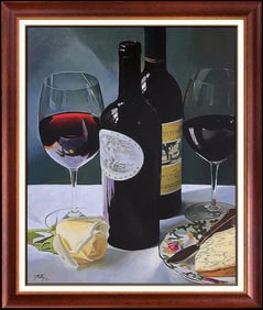 Thomas Stiltz Original Giclee On Canvas Signed Cabernet Wine Still Life Artwork