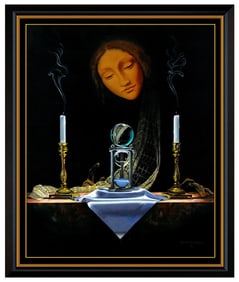 Jeffrey Batchelor Original Acrylic Painting On Canvas Signed Surreal Portrait Artwork