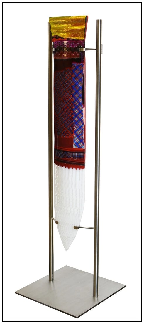 Gerry King Large Glass Stainless Steel Sculpture Signed Modern Decorative Artwork (1 of 5)