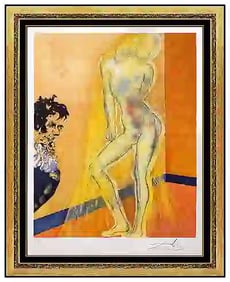 Salvador Dali Color Lithograph Hand Signed Allegory Cavalier Nude Woman Surreal Artwork