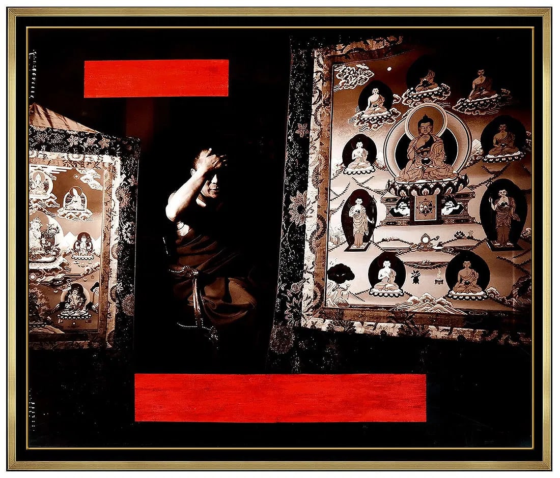 David Gamble Original Acrylic Painting On Canvas Signed Dalai Lama Chromogenic Artwork