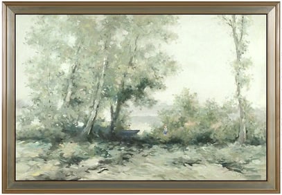 Andre Gisson Original Oil Painting On Canvas Signed Water Landscape Framed Artwork