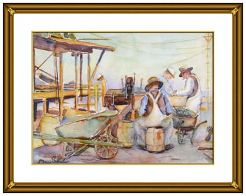 Donna Schuster Original Watercolor Painting Signed Figurative Landscape Framed Artwork