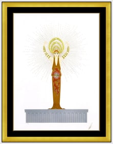Erte Diana Embossed Color Serigraph Hand Signed Art Deco Costume Design Fashion Artwork