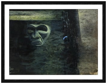 Carl Hall Original Gouache Painting Signed Modern Surreal Framed Artwork