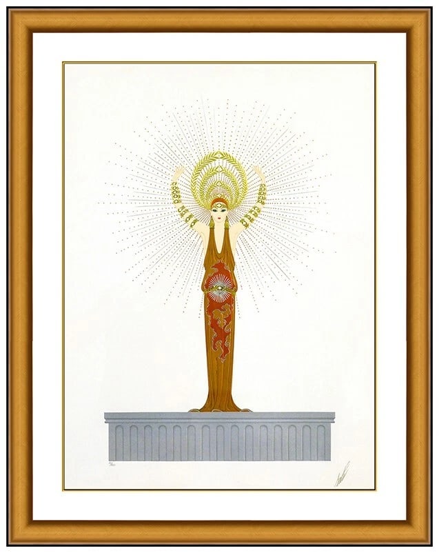 Erte Diana Embossed Serigraph Hand Signed Female Fashion Art Deco Framed Artwork: This lot includes:Gallery COA & in-house shipping (*insurance and international shipping for an additional charge)Artist: ErteTitle: DianaMedium: SerigraphSize: 33 ½” x 24 ½”