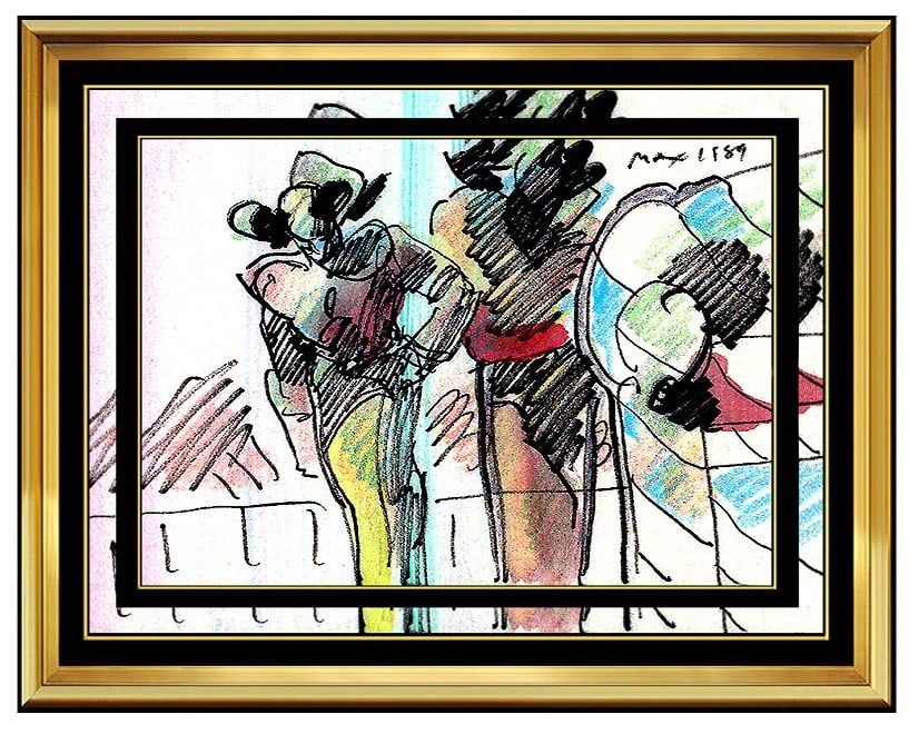 Peter Max Original Watercolor Painting Hand Signed Pop Art Profiles Framed Artwork: This lot includes:Gallery COA & in-house shipping (*insurance and international shipping for an additional charge)Artist: Peter MaxTitle: Pop Art ProfilesMedium: Ink, Pastel, and, Watercolor PaintingS