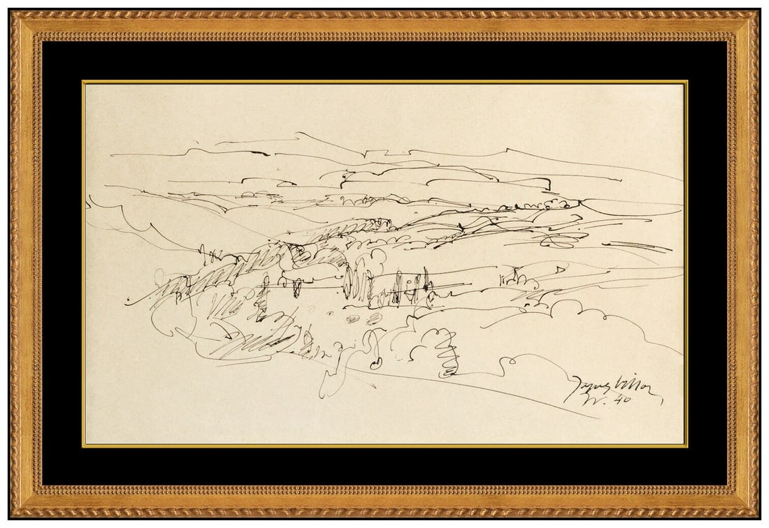Jacques Villon Original Ink Drawing Hand Signed Landscape Framed Modern Artwork (1 of 5)