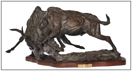 Terry Duen TD Kelsey Punch Line Original Bronze Sculpture Signed Western Animal Artwork