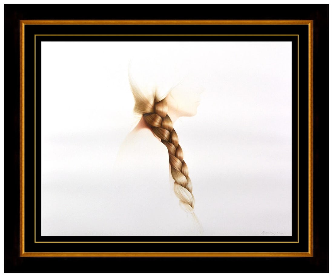 Alan Magee Original Watercolor Painting Signed Female Portrait Framed Artwork: This lot includes:Gallery COA & in-house shipping (*insurance and international shipping for an additional charge)Artist: Alan MageeTitle: The Braid Medium: WatercolorSize: 22.5" x 29" Framed: 30" x 3