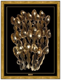 Arman Pierre Fernandez Accumulation Of Spoons Original Bronze Relief Sculpture Signed Artwork