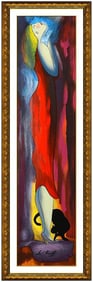 Linda Le Kinff Original Mixed Media On Canvas Embossed Hand Signed Female Portrait Artwork
