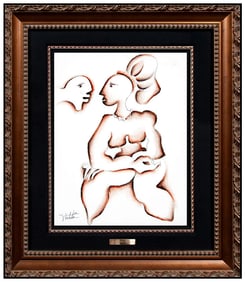 Alexandra Nechita Original Ink Drawing Signed Female Portrait Picasso Style Framed Artwork
