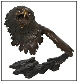 Mark Hopkins Cry Of Freedom Original Bronze Sculpture Signed Western Eagle Bird Artwork