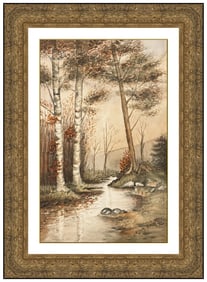 George Henry Smillie Original Watercolor Painting Signed Landscape Framed Artwork