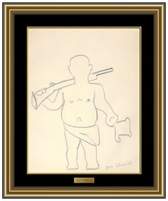 Jean Charlot Original Graphite Drawing Signed Male Portrait Framed Artwork