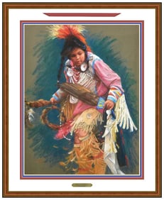 Bonnie Conrad Original Pastel Painting Signed Native American Child Portrait Artwork